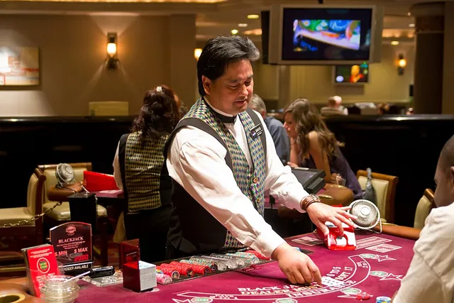 Croupier at a casino table