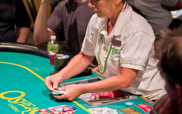 Poker game at a casino table